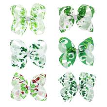 Hair Accessories Bows Clips St. Patrick's Day Hairpins Headbands for Girls Green Shamrock Clover Printed Ribbon Bowknot HC124 2024 - buy cheap