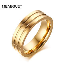 Meaeguet 6 мм женские и мужские золотые кольца из нержавеющей стали, полированные двойные свадебные кольца, ювелирные изделия 2024 - купить недорого