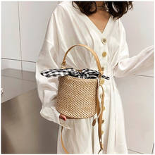 Соломенная плетеная Сумка-мешок, женская новая модная сумка-мессенджер, волшебная пляжная сумка ручной работы 01-SB-bdxnbz 2024 - купить недорого