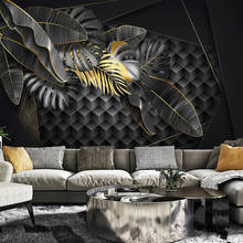 Papel tapiz de hojas doradas 3D para decoración del hogar, sala de estar estereoscópico geométrico para papel tapiz, restaurante, Mural personalizado 2024 - compra barato