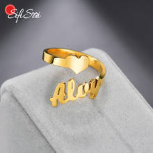 Sifisrri na moda anéis de nome personalizado coração de aço inoxidável coroa ajustável personlized anéis de casamento feminino exclusivo presente de noivado 2024 - compre barato