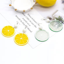 Pendientes colgantes con forma de limón para mujer, aretes grandes, geométricos, Kpop, moda coreana 2024 - compra barato