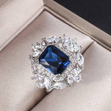 Funmode Лидер продаж синий кубическое циркониевое кольцо для женщин Свадебные Свадебная вечеринка ювелирные изделия кольцо Bague оптовая продажа FR72 2024 - купить недорого