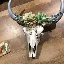 1Pcs Resin Bull Cow Skull Head Wall Hanging Decor 3D Animal Wildlife Sculpture Figurines Crafts Horns For Home Halloween Decor 2024 - buy cheap