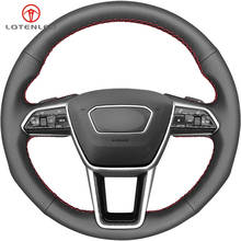 LQTENLEO Black Artificial Leather Car Steering Wheel Cover For Audi A6 (Avant) C8 A6 Allroad C8 2019 A7 (Sportback) K8 2018-2019 2024 - buy cheap