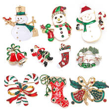 Snowman Elk Gifts Gloves Penguin Santa Pins Brooches Enamel Cartoon Red Hat Merry Christmas Brooch Party Christmas Gifts 2024 - buy cheap
