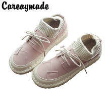 Careaymade-literatura e arte super macio único sapatos de renda lazer sapatos femininos, botas retro edição coreana, 3 cores 2024 - compre barato
