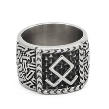 Nordic viking rune Odin Symbol stainless steel rings with valknut gift bag 2024 - buy cheap