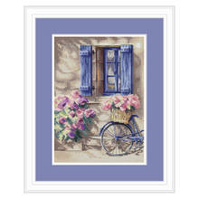 Decorative Paintings Cross Stitch Kit C1528 Window Bicycle Flower Basket Precision Printing Fishxx Handmade Sewing 2024 - buy cheap