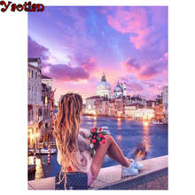 Венеция плавающий город девушка цветок алмазная живопись полная квадратная круглая дрель 5D алмазная вышивка Стразы мозаика вышивка крестиком 2024 - купить недорого