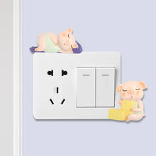 Cartoon Pig Resin Switch 3D Sport Wall Sticker Accessories Socket Decoration Kids Bedroom Poster On-off Decals Plug Ornament 2024 - buy cheap