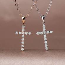 cross necklace style  shiny moissanite  pendant for necklace real 925 silver gem shiny better than diamond girl gift Chirst gift 2024 - buy cheap