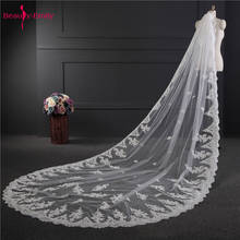 Beauty-Emily 3-Meters White Cathedral Wedding Veils 2019 Long Lace Edge Appliques Bridal Veils with Comb Wedding Accessories 2024 - buy cheap