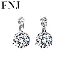 FNJ Stud Earrings 925 Silver Jewelry Original Pure S925 Sterling Silver Earring for Women White Zircon 2024 - buy cheap