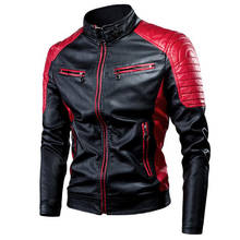 Jaqueta de couro para motociclista masculina, casaco casual retrô de couro sintético quente com zíper e costura 2024 - compre barato