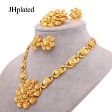 Dubai 24K gold plated Jewelry sets Necklace earrings Bracelet ring flowers African bridal wedding jewelery set gifts for women 2024 - buy cheap