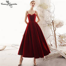 Red Prom Dresses Long 2021 Ankle Length Spaghetti Straps Backless A-Line Formal Evening Dress Party Gowns Vestido De Fiesta 2024 - buy cheap