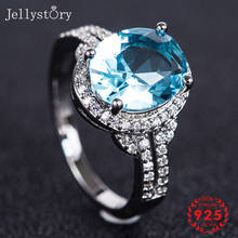 Женское кольцо с аметистом Jellystory, классическое серебряное кольцо 925 пробы с овальным сапфировым рубином и драгоценными камнями, свадебные подарки, размер 6-10 2024 - купить недорого