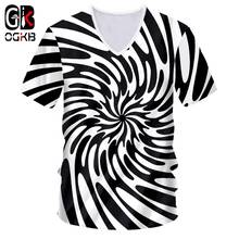 OGKB Men's V Neck Tshirts New Arrival Zebra Print Black White Stripes 3D Tshirt Casual T-shirts Fitness Workout Tee Shirts 7XL 2024 - buy cheap