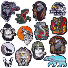Prajna Punk Cool Animals Embroidered Patches For Clothing Stickers Applique Patch Iron On Patches On Clothes Stripe Badges Decor 2024 - buy cheap