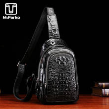 Mcparko bolsa de peito de crocodilo masculina, bolsa crossbody de couro legítimo de luxo, bolsa de peito de crocodilo, hip hop, skatista, moda de rua 2024 - compre barato