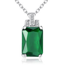 Classic Trendy Big Green Crystal Necklace Jewelry Wedding Gift For Women Square Stone Pendant Fashion Necklace Wholesale 2024 - buy cheap