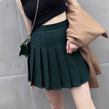 England Style Women Pleated Skirt High Waist Green Gray Black Purple Pure Color Skirts Shorts Harajuku Vintage Skirt Plus Size 2024 - buy cheap