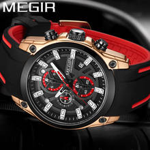 MEGIR Watch Men Chronograph Military Male Clock Top Brand Luxury Rubber Silicone Band Auto Date Man Sport New Wristwatch 2144 2024 - buy cheap