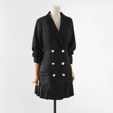 Brand Black High Quality New Fashion 2020 Runway Designer Dress Women's Long Sleeve Notched Collar Double Breasted Buttons Dress 2024 - buy cheap