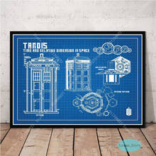 Zt193 médico que gráfico tardis blueprint tv patente poster hd impressões em tela quadros em casa arte da parede sala de estar decoração 2024 - compre barato