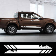 2 pçs saia lateral da porta listras adesivos de carro para nissan navara np300 fora estrada montanha estilo vinil acessórios do corpo auto decalques 2024 - compre barato