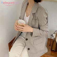 Aelegantmis coreano casual senhora do escritório mulheres blazer jaquetas de alta qualidade solto trabalho blazer terno casaco do vintage elegante outwear ol 2024 - compre barato