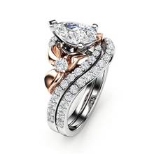 Carofeez Luxury Ring Anniversary Birthday Gift Zircon Jewelry Flower Ring Set Engagement Party Gift 2024 - buy cheap