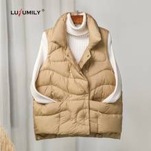 Lusumily New Arrivals Women Warm Vests Loose Sleeveless Jacket Ultra light Casual Short Coat Female Waistcoat Girl Outwear Top 2024 - buy cheap