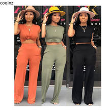 Plus Size Summer 2020 Two Piece Set Crop Top And Pants Tracksuit Women 2 Piece Set Matching Sets Club Outfits Sweat Suits TS933 2024 - buy cheap