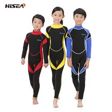 2019 Hisea Neoprene Long Sleeve Kids Wetsuit 2.5MM Keep Warm Swimsuit One piece Children Surfing Snorkeling Suit for Boys Girls 2024 - buy cheap