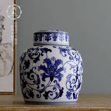 Maceta redonda de flores de ciruelo de porcelana azul y blanca, adorno de cerámica multifuncional para sala de bodas, Jingdezhen 2024 - compra barato