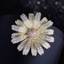 Luxury Zircon Rhinestone Crystal Daisy Brooches for Women Fashion Cute Flower Pin Luxury Jewelry Accessories broche bijoux femme 2024 - buy cheap