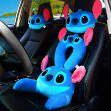 Disney синий подушка для шеи с рисунком героев из мультфильмов, подголовник автомобиля Симпатичные мягкие плюшевые куклы игрушки подушки автомобиля для поясницы и шеи Подушка для Пижама-комбинезон для детей, подарок 2024 - купить недорого