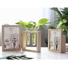Деревянная фоторамка для фотоальбомов и растений 2 вазы комбинированный стеклянный плантатор Террариум 667A 2024 - купить недорого