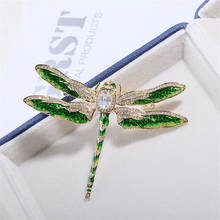 New Cute Luxury Insect Zircon Women Green Brooches Bling Crystal Dragonfly Brooch Pin Clothes Scarf Dress Accessories broche 2024 - buy cheap