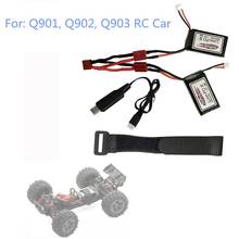 RC Car Parts For :Q901 Q902 Q903 1/16 2.4G RC Car Parts 7.4V 1000MAH Lipo Battery + Dual Electric Link Cable +Strap + USB Cable 2024 - buy cheap