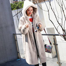 2020 Long Loose Hooded Soft Plush Faux Fur Coat Women Winter New Fashion Warm Winter Coat for Women 2024 - buy cheap