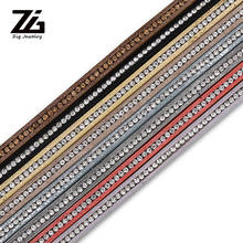 ZG 5MM Flat PU Leather Cord/Crystal Rhinestone Rope/Jewelry Findings Accessories/Fashion Jewelry Making/Bracelet Materials 2024 - buy cheap