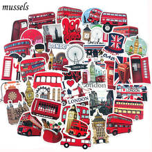 50Pcs Red Bus Phone Booth Travel Children's Sticker Scrapbookingfor Skateboard Guitar Toy Luggage Laptop Suitcase Sticker 2024 - buy cheap