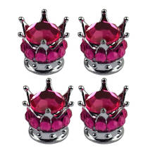 4 Pc Silver Crown Coral Bling Diamond King Queen VALVE CAPS Tire Wheel Stem 2024 - buy cheap