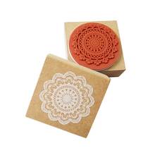 1 Pcs/lot Cute Romantic Lace Flower Square Wooden Stamp DIY Gift Rubber Stamps 2024 - buy cheap