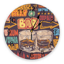 Часы настенные в стиле ретро, креативные бесшумные современные, в английском стиле, с бокалом для вина, пива, для гостиной, домашний декор 2024 - купить недорого