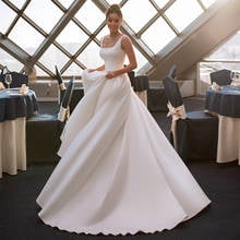 Wedding Dress 2021 Charming Square Neck  Court Train Pleats Sleeveless Backless Bridal Gowns A Line High Quality 2024 - buy cheap