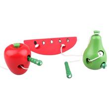 Early Childhood Education Puzzle Wooden Threading Toy Small Caterpillar Eating Apple Watermelon Pear Exercise Patient Hand Threa 2024 - buy cheap